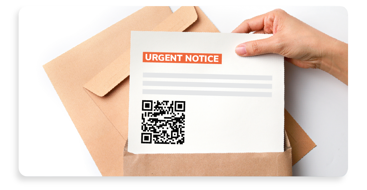Image of a QR code on a letter/payment portal